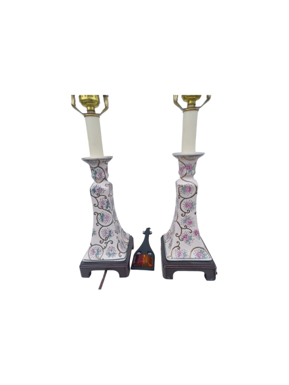 Vintage Chinoiserie Porcelain Table Lamps x 2